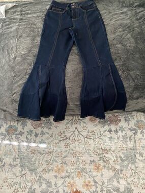 VENUS Dark Indigo Jeans with Contrast Gold Stitching